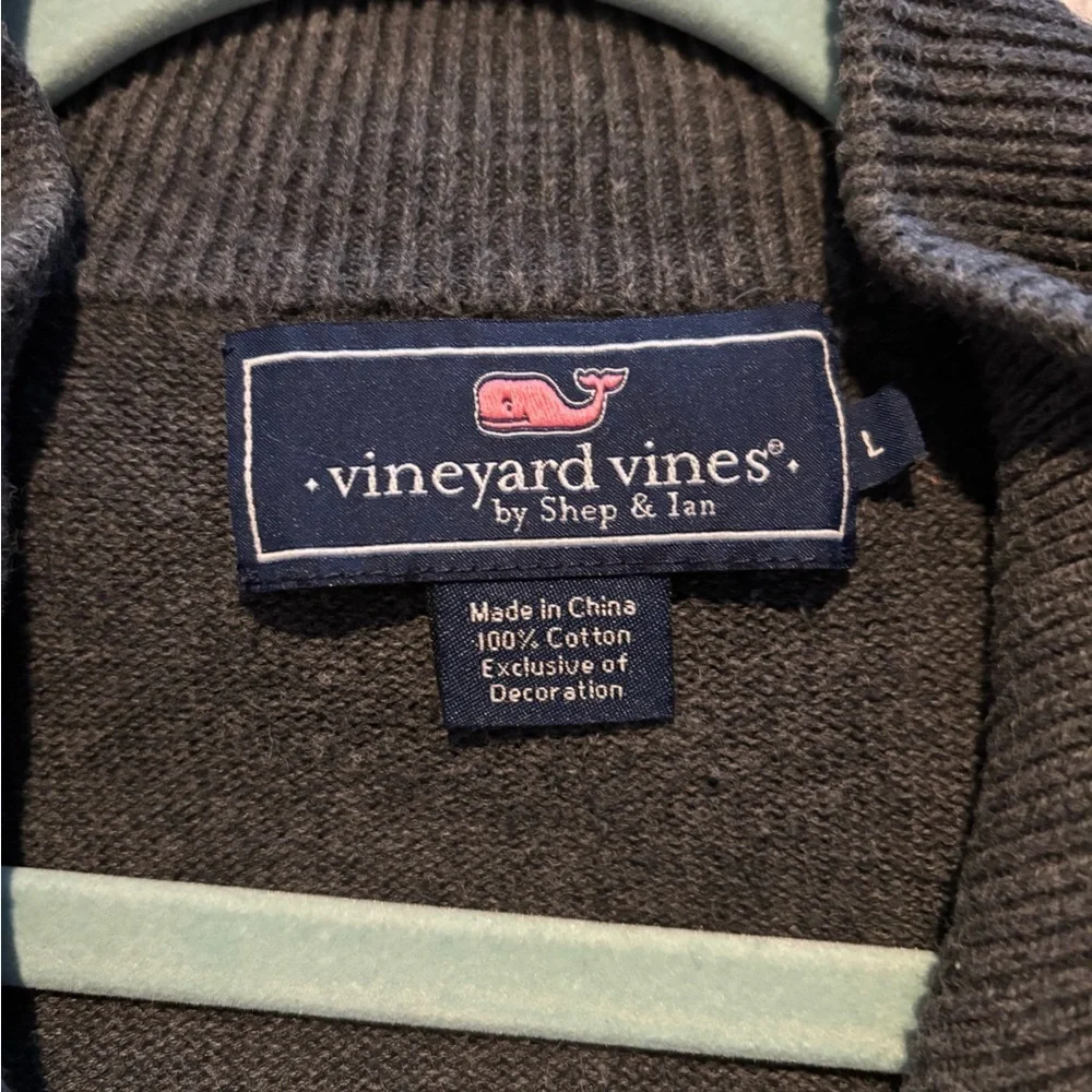 Vineyard Vines Men's Charcoal Zip-Up Sweater, size large
